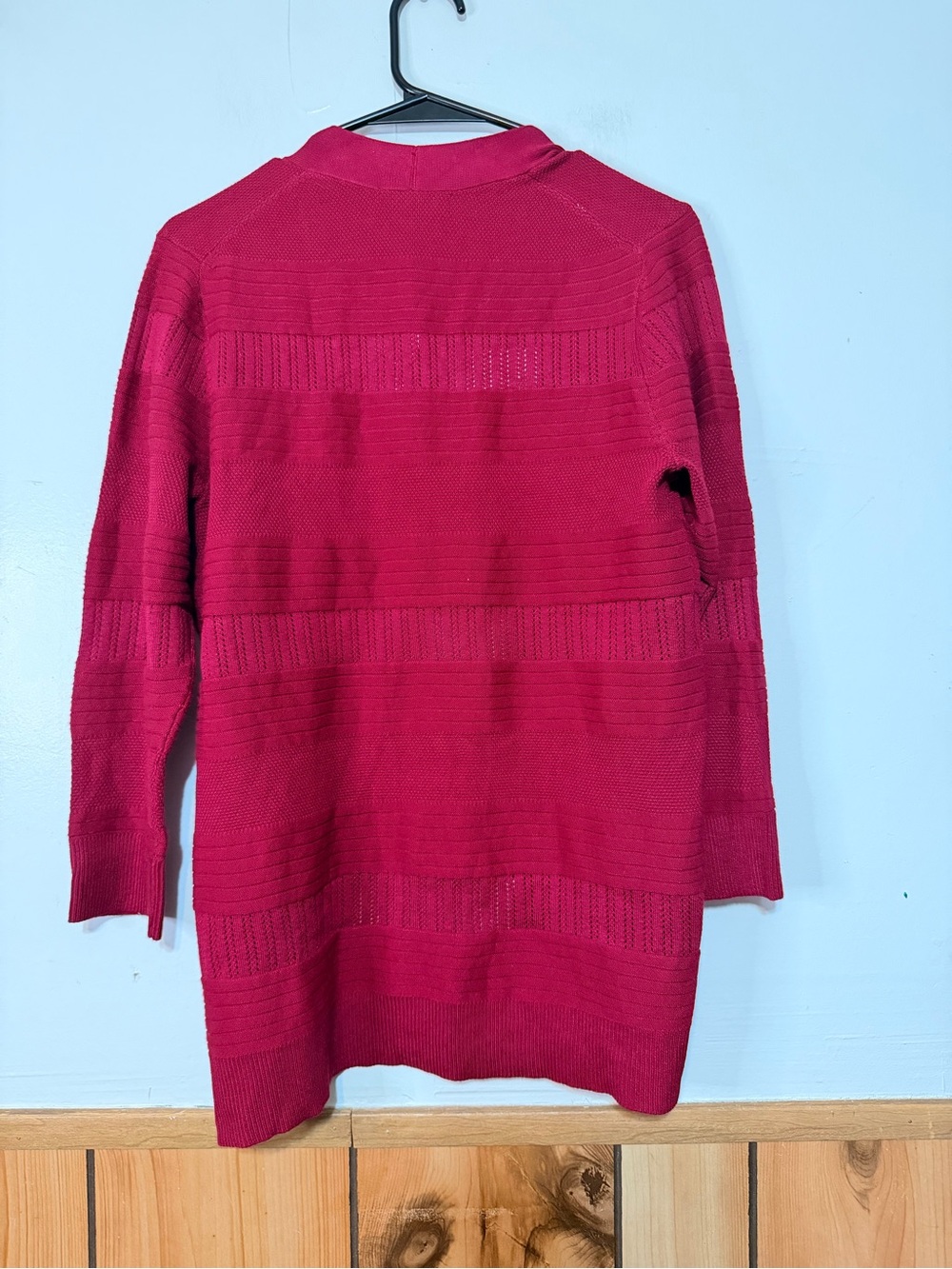 Cable & Gauge Deep Raspberry Open-Front Knit Cardigan - Picture 2 of 3